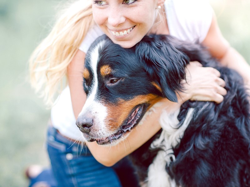 Andreia a passear cães na praia de Carcavelos